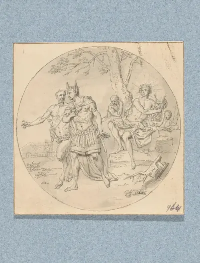 Apollo en koning Midas met ezelsoren (in doos met 43 tekeningen)
