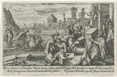 Apollo en Neptunus bouwen de muren van Troje