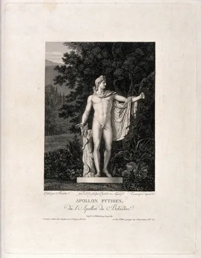 Apollo. Etching by L.M.Y. Quéverdo and Niquet the younger and engraving by C. Niquet after Bourdon