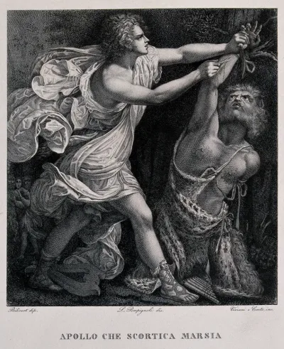 Apollo flaying Marsyas