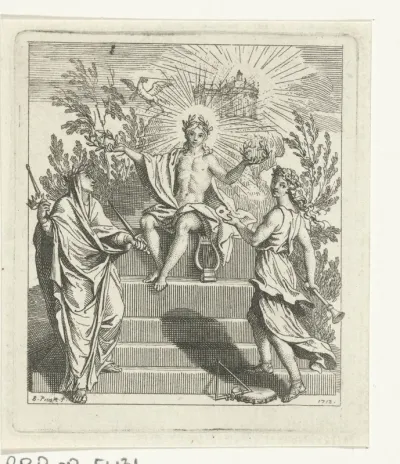 Apollo lauwert twee muzen
