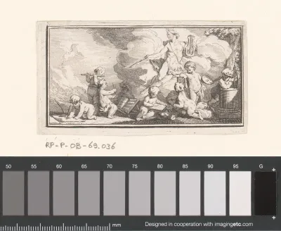 Apollo met musicerende en schilderende putti