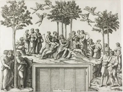 Apollo on Parnassus, Surrounded by the Muses and Poets