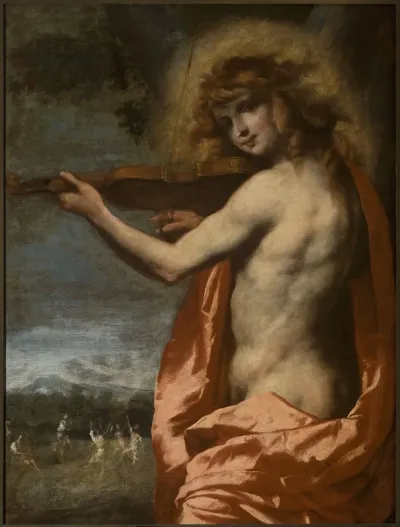 Apollo playing the violin.