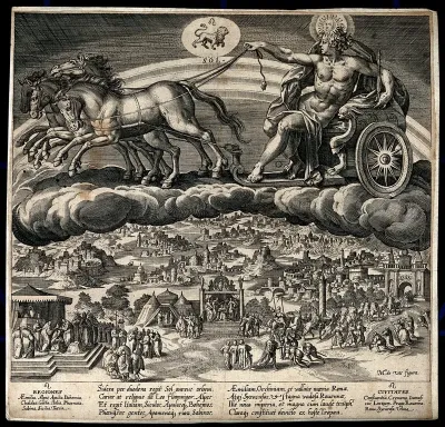 Apollo riding the chariot of the Sun across the heavens