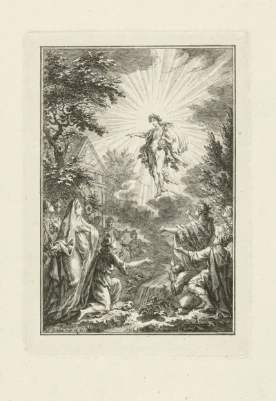 Apollo verschijnt aan de Muzen