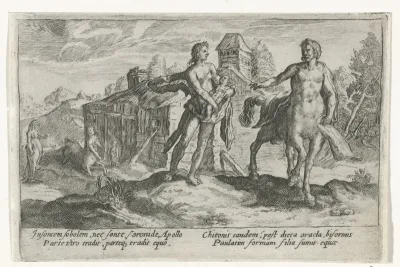 Apollo vertrouwt Aesculapius toe aan Chiron