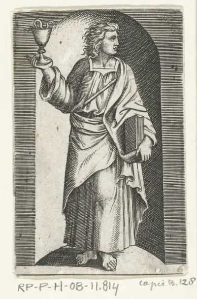 Apostel Johannes de Evangelist met miskelk staand in nis