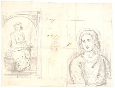Apostelen Johannes. T.h.: studie af samme figur