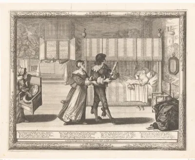 Apotheker met klisteerspuit bij een vrouw op bed