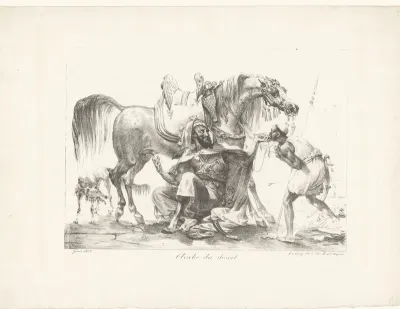 Arabier met paard in de woestijn