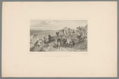 Arabieren te paard kijken uit op het naderende Franse leger, oktober 1837