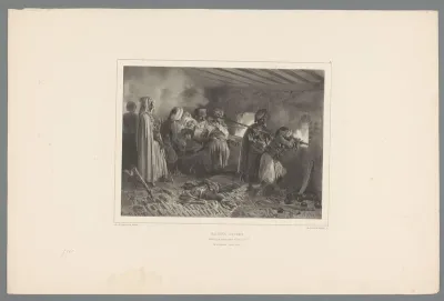 Arabische en Turkse soldaten vallen aan met kanon, oktober 1837