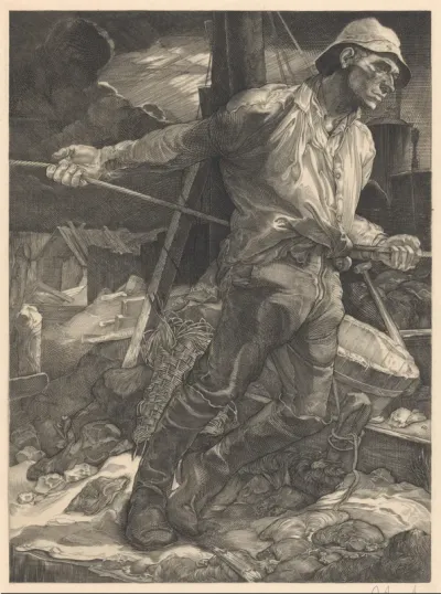 Arbeider die een touw laat vieren
