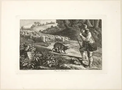 Arcadian Shepherd Boy and His Flock of Sheep