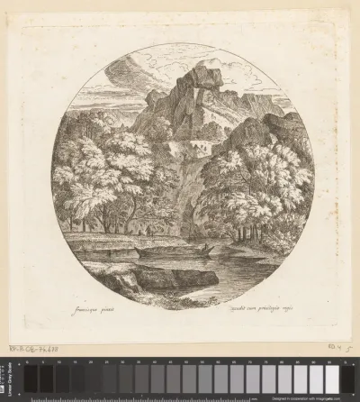 Arcadisch berglandschap met een boot op een rivier
