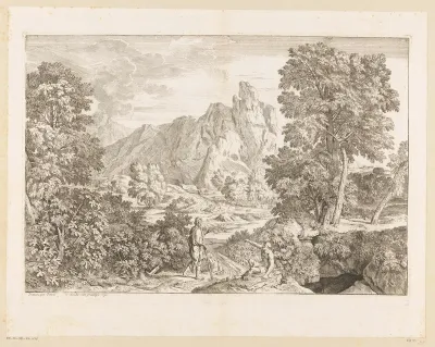 Arcadisch berglandschap met twee herders