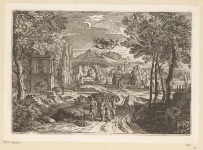 Arcadisch landschap met de dochters van Kekrops