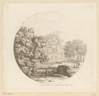 Arcadisch landschap met een dubbele cascade