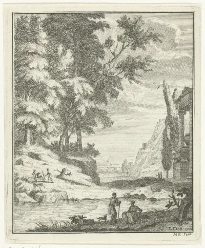Arcadisch landschap met ezel