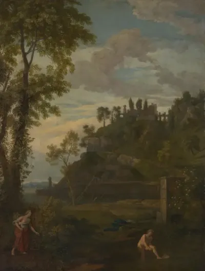 Arcadisch landschap met Salmacis en Hermaphroditus