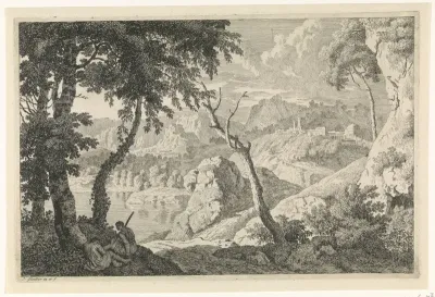 Arcadisch landschap met twee herders