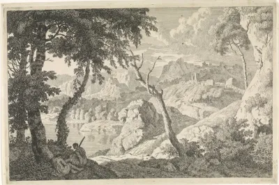 Arcadisch landschap met twee herders
