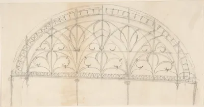 Arched Panel of Wrought Iron Ornament