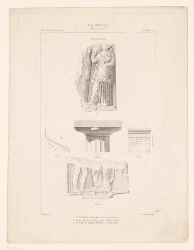 Archeologische fragmenten, onder andere van een beeld met Demeter