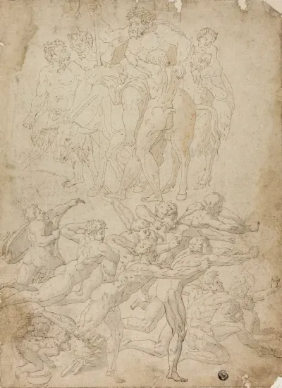 Archers Shooting at a Herm, Triumph of Bacchus, and Other Studies