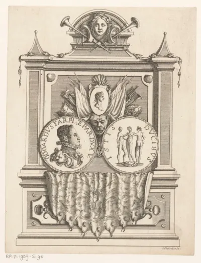 Architectonisch object met het portret van Odoardo Farnese, hertog van Parma en Piacenza