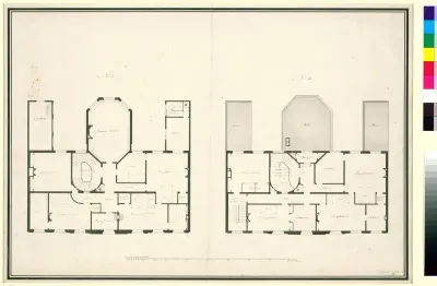 Architectonische ontwerptekening met plattegronden van de derde en vierde verdieping van Huis Kops te Haarlem