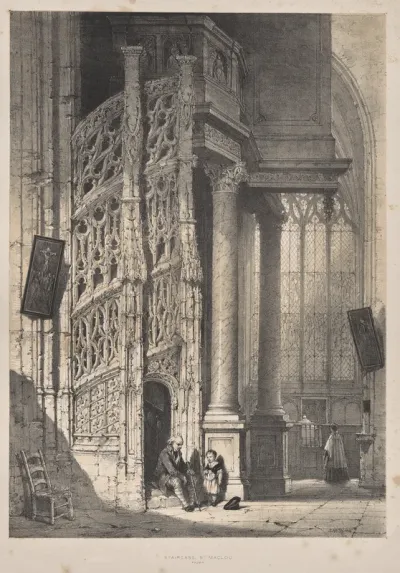 Architecture of the Middle Ages:  Staircase, St. Maclou, Rouen