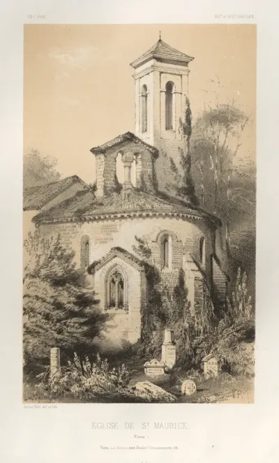 Architecture Pittoresque ou Monuments des xveme. Et xvieme. Siecles: Chateaux De France des XV et XVI Siecles: Pl.14, Eglise de St. Maurice (Vienne)