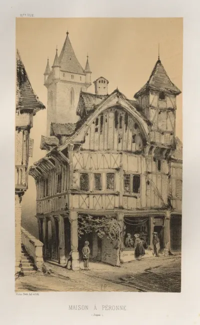 Architecture Pittoresque ou Monuments des xveme. Et xvieme. Siecles: Chateaux De France des XV et XVI Siecles: Pl. 27, Maison A Peronne (Somme)