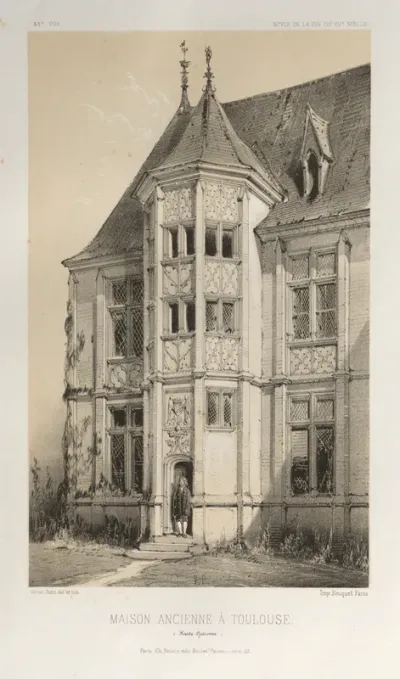 Architecture Pittoresque ou Monuments des xveme. Et xvieme. Siecles: Chateaux De France des XV et XVI Siecles: Pl. 43, Maison Ancienne À Toulouse (Haute-Garonne)