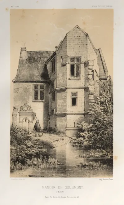 Architecture Pittoresque ou Monuments des XVeme. Et XVIeme. Siecles: Chateaux de France des XV et XVI Siecles: Pl. 47, Manoir De Sousmont (Calvados)