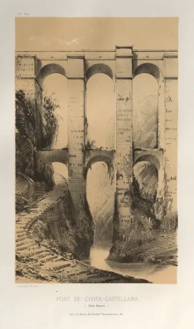 Architecture Pittoresque ou Monuments des XVeme. Et XVIeme. Siecles: Chateaux de France des XV et XVI Siecles: Pl. 50, Pont De Civita-Castellana (Etats Romains)