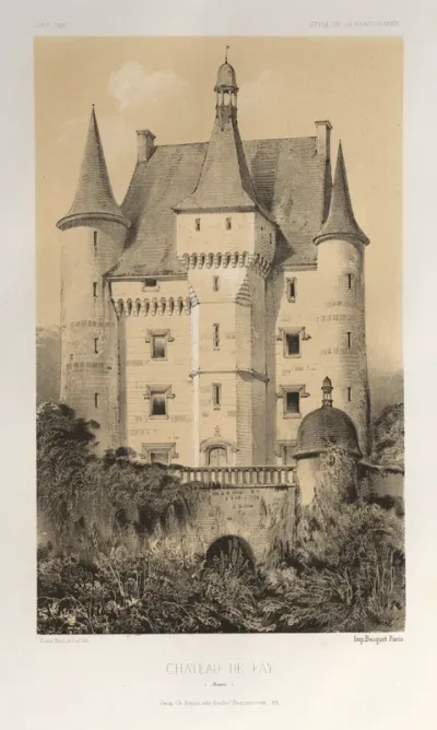 Architecture Pittoresque ou Monuments des XVeme. Et XVIeme. Siecles: Chateaux de France des XV et XVI Siecles: Pl. 52, Château De Fay (Maine)