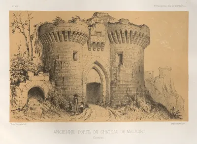 Architecture Pittoresque ou Monuments des xveme. Et xvieme. Siecles: Chateaux De France des XV et XVI Siecles: Pl.6, Ancienne Porte Du Chateau De Malmort (Correze)