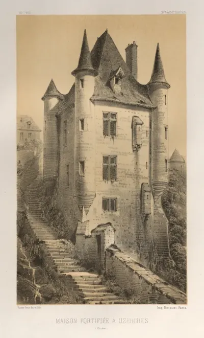 Architecture Pittoresque ou Monuments des XVeme. Et XVIeme. Siecles: Chateaux de France des XV et XVI Siecles: Pl. 60, Maison Fortifiée À Uzerches (Corrère)