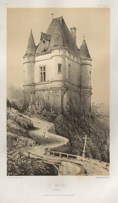 Architecture Pittoresque ou Monuments des XVeme. Et XVIeme. Siecles: Chateaux de France des XV et XVI Siecles: Pl. 77, Le Mesnil (Corrèze)