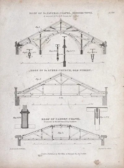 Architecture: the roof trusses of three chapels compared