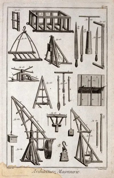 Architecture: tools, derricks, and windlasses
