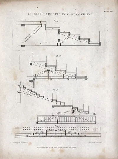 Architecture: trusses in Camden Chapel