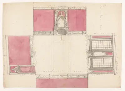 Architectuurstudie van de wanden van een kamer