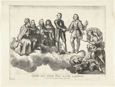 Arcus Carolini suprema tabula. Belgica Caroli iam caelitis opem implorat