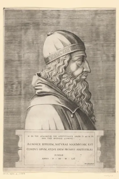 Aristoteles, in profiel naar rechts