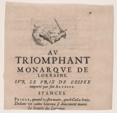Arm Emerging from a Cloud Holding a Sword, from "Le Combat a la Barrière"
