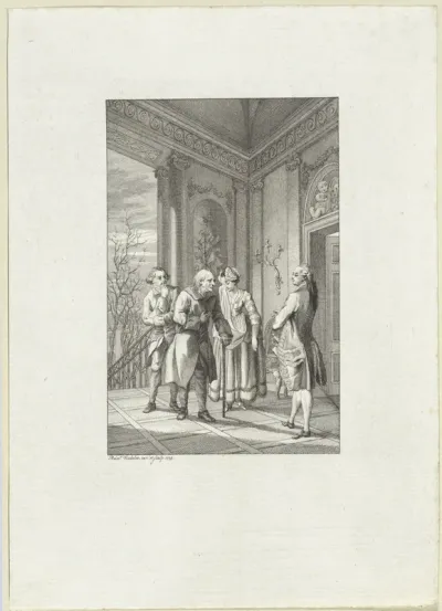 Arme oude man in gesprek met een rijke heer